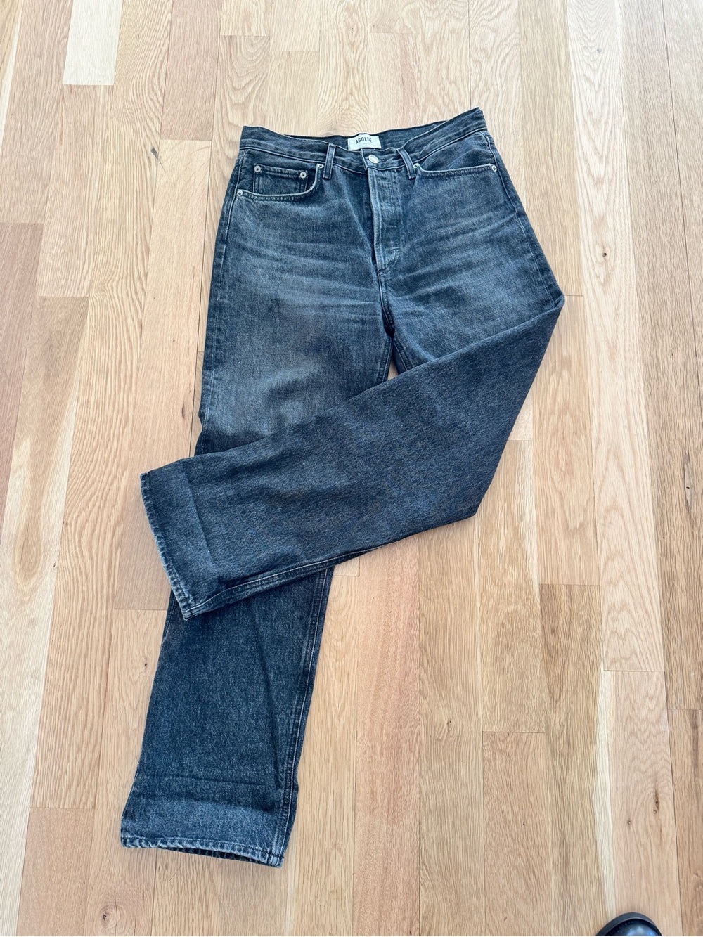 Agolde Women’s Washed Black Straight Jeans